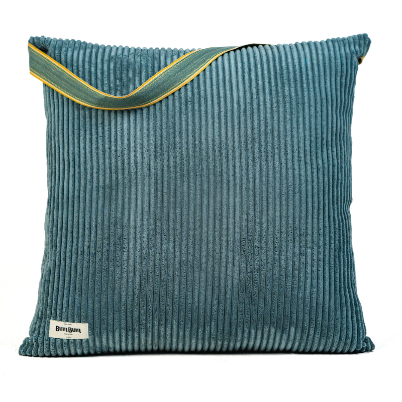 Corduroy & Canvas Pillow (Blue)