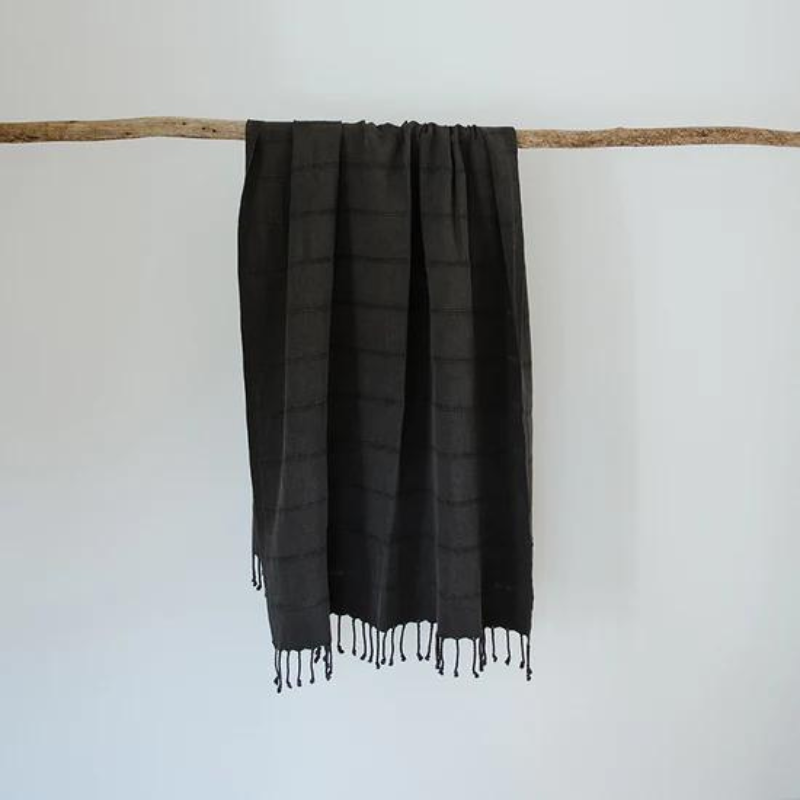 Black Stonewashed Towel